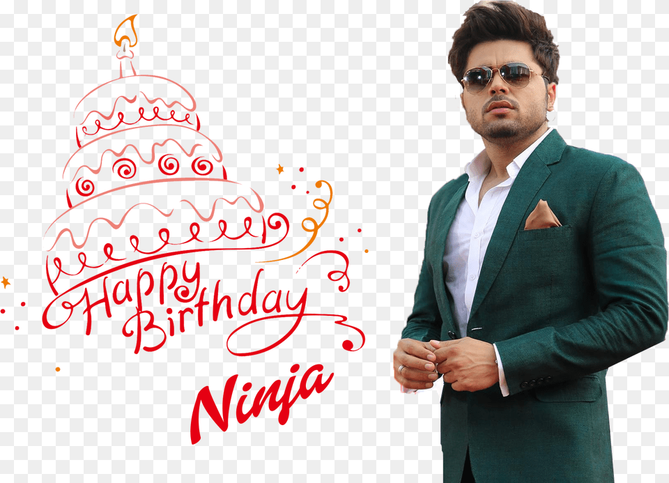 Ninja Transparent Happy Birthday Navya Cake, Suit, Jacket, Formal Wear, Coat Png Image