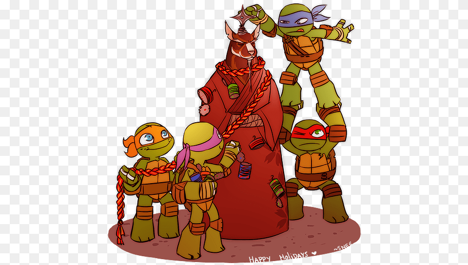 Ninja Turtles Clipart Christmas Baby Ninja Turtles With Splinter, Adult, Female, Person, Woman Png Image