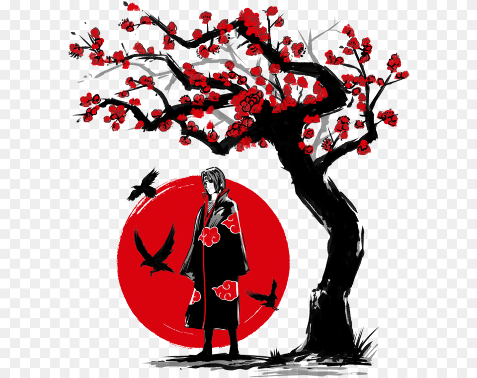 Ninja Under The Sun Tee Fury Llc Graphic Library Stock Itachi T Shirt, Flower, Plant, Adult, Male Free Png