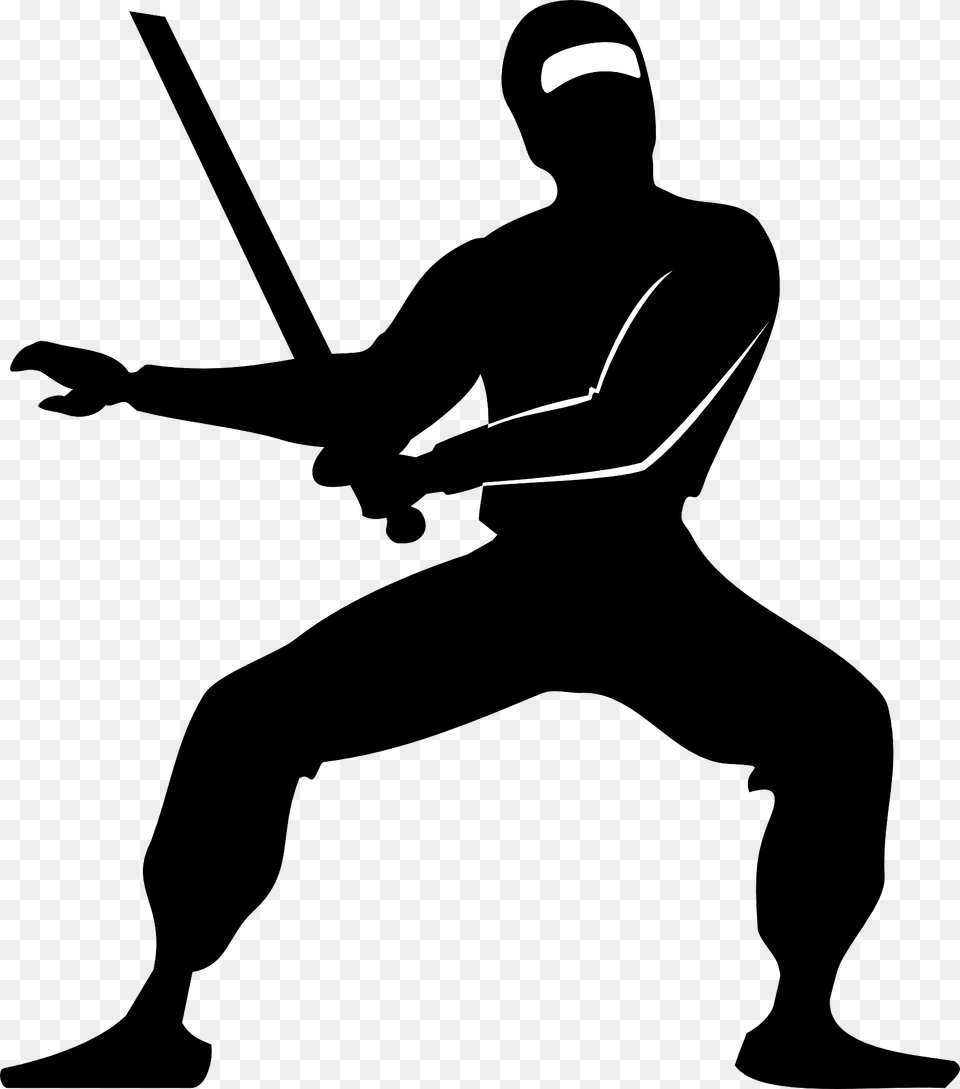 Ninja With A Katana Clipart, Person, Adult, Male, Man Png Image