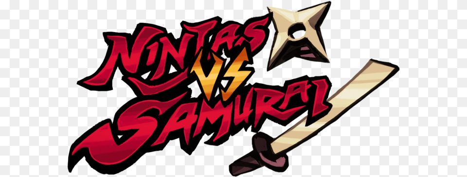 Ninjas Vs Samurai Logo Calligraphy, Sword, Weapon, People, Person Png Image