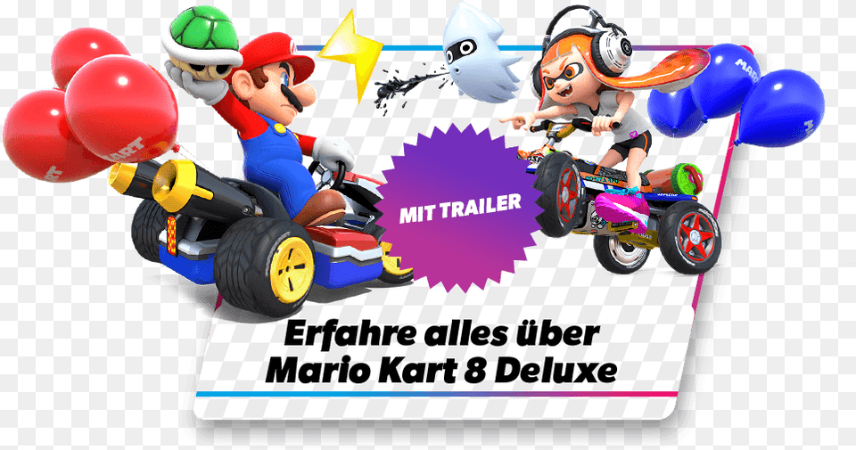 Nintendo Mario Kart 8 Deluxe Mario Kart 8 Deluxe, Balloon, Baby, Person, Transportation Png