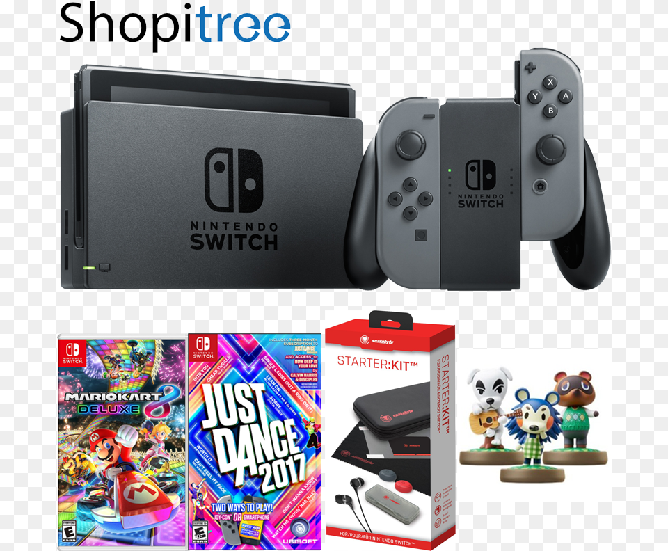 Nintendo Switch Console With Just Dance 17 Mario Kart Nintendo Switch Spiele Just Dance, Electronics, Person, Machine, Wheel Free Png Download
