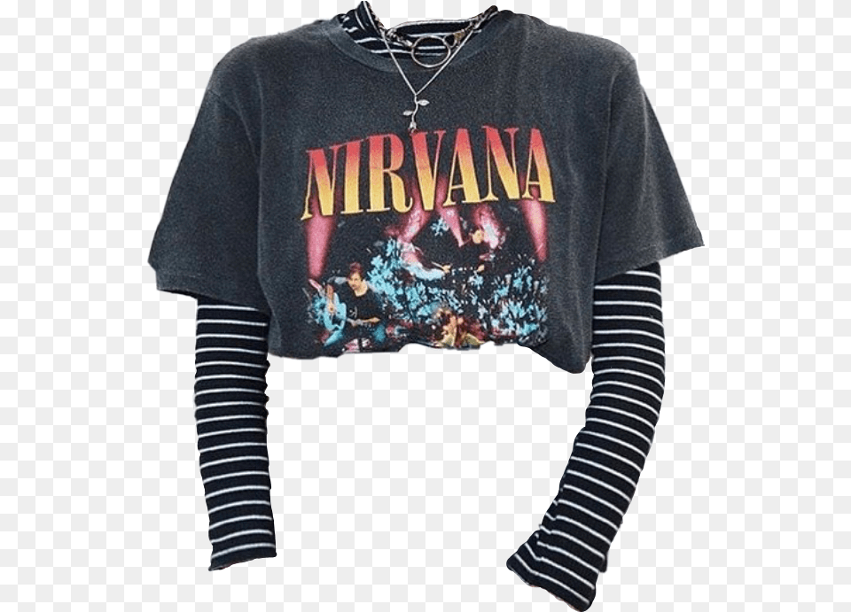 Nirvana Aestheticshirt Shirtpng Shirt Freetoedit Outfits Grunge Aesthetic, Clothing, Knitwear, Sweater, Sweatshirt Free Png