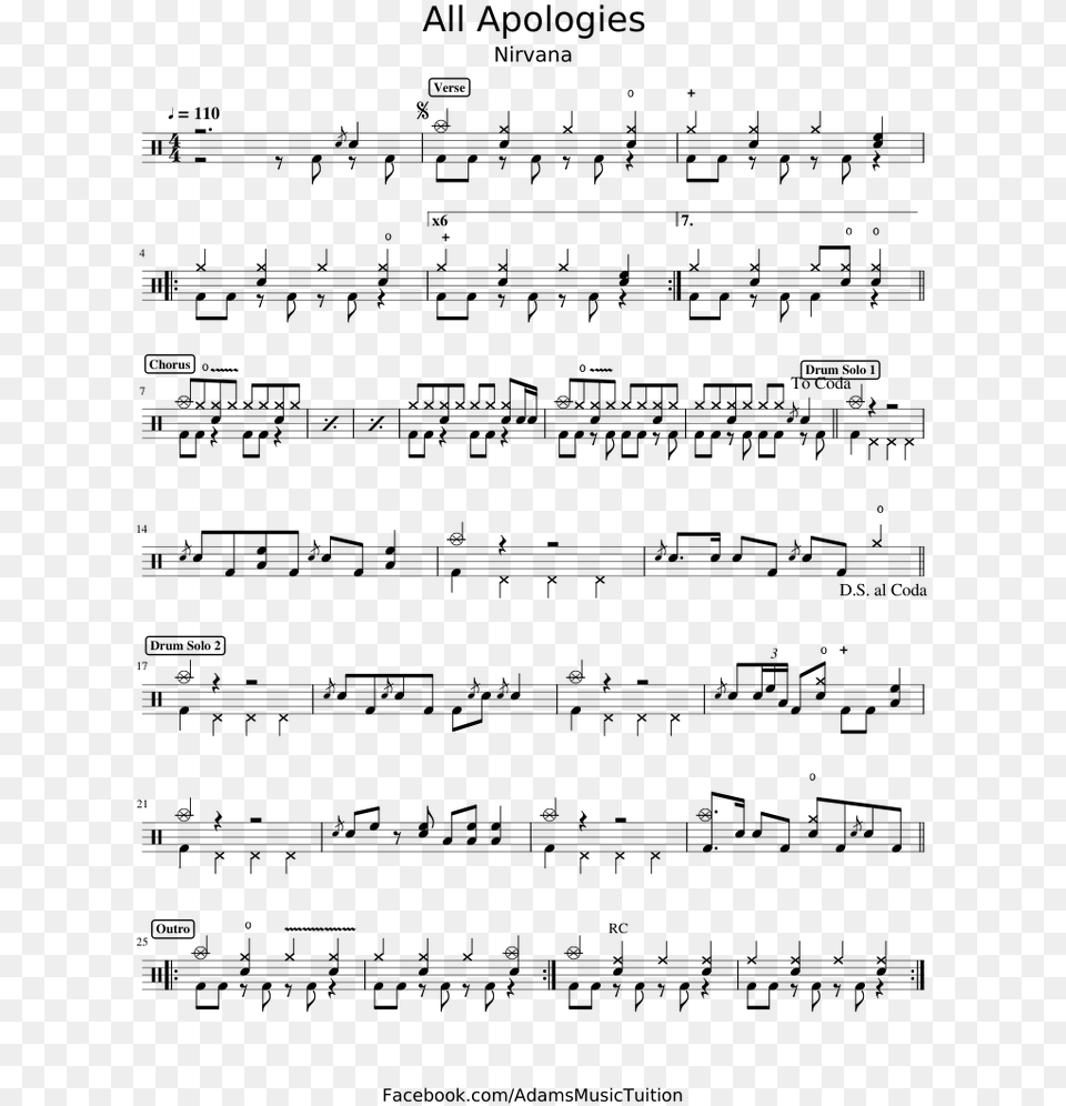 Nirvana All Apologies Sheet Music, Gray Png