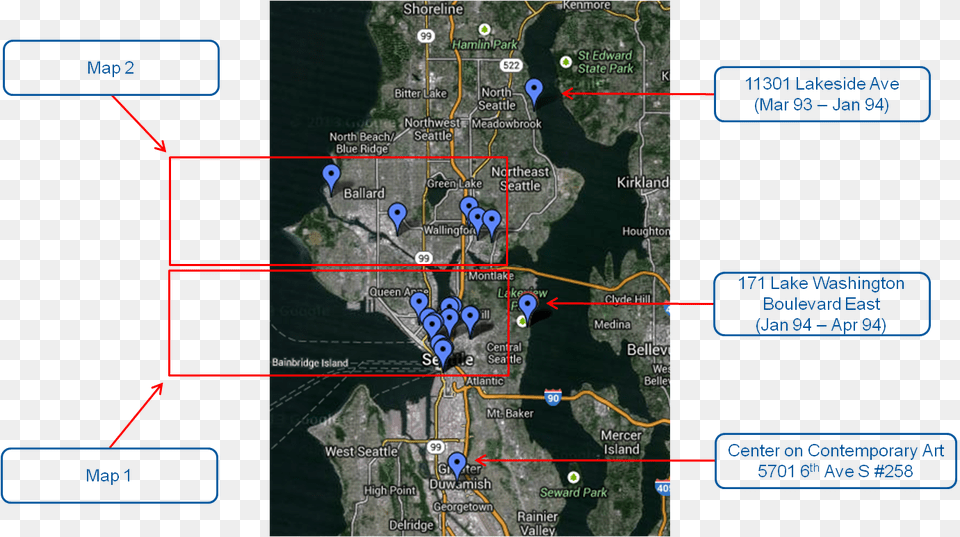 Nirvana Seattle Tour Kurt Cobain Map Seattle, Chart, Neighborhood, Plot, Outdoors Free Png
