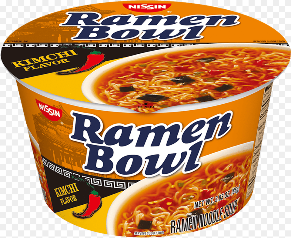 Nissin Ramen Bowl Kimchi Flavor, Food, Noodle, Can, Tin Png Image