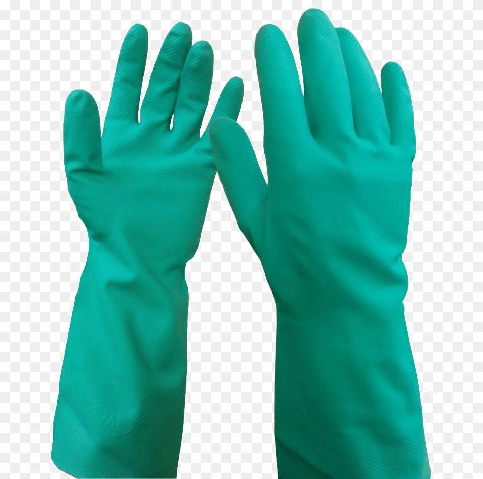 Nitrile Gauntlet Flock Lined Rubber Gloves Latex Gloves Safety, Clothing, Glove, Baseball, Baseball Glove Free Transparent Png