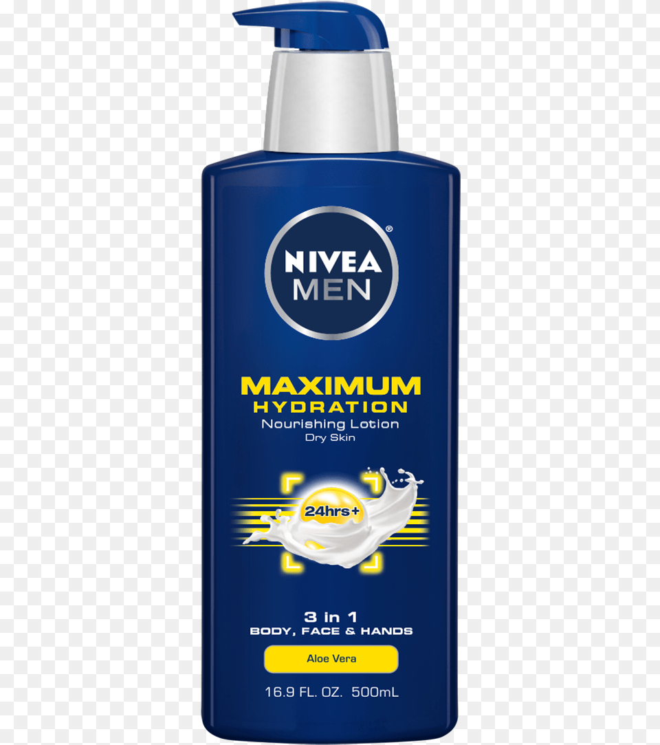 Nivea Men Maximum Hydration, Bottle, Lotion, Cosmetics, Perfume Free Transparent Png