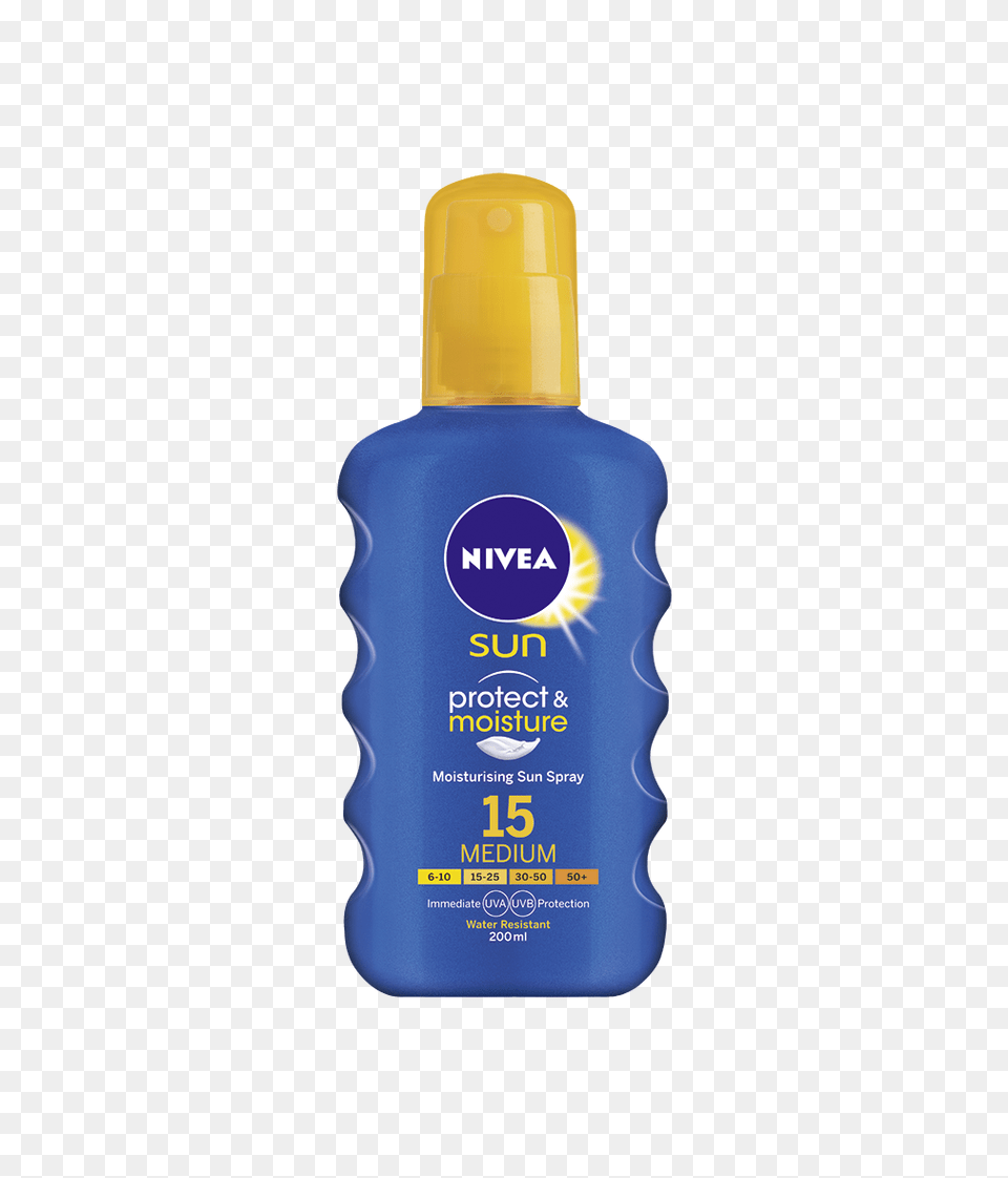 Nivea Sun Protect And Moisture Sun Spray Nivea Sun, Bottle, Cosmetics, Lotion, Sunscreen Png