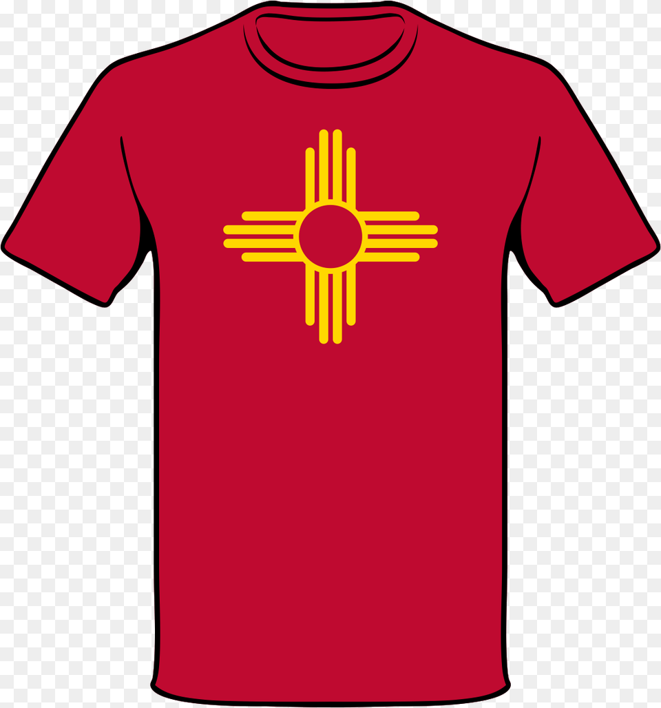 Nm Zia Symbol Shirt New Mexico Zia Symbol, Clothing, Cross, T-shirt Free Transparent Png