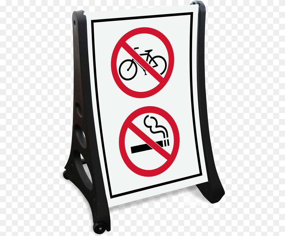 No Bicycle And Smoking Symbol Sidewalk Sign Clipart Full Smoking Sign, Text, Blackboard Png Image