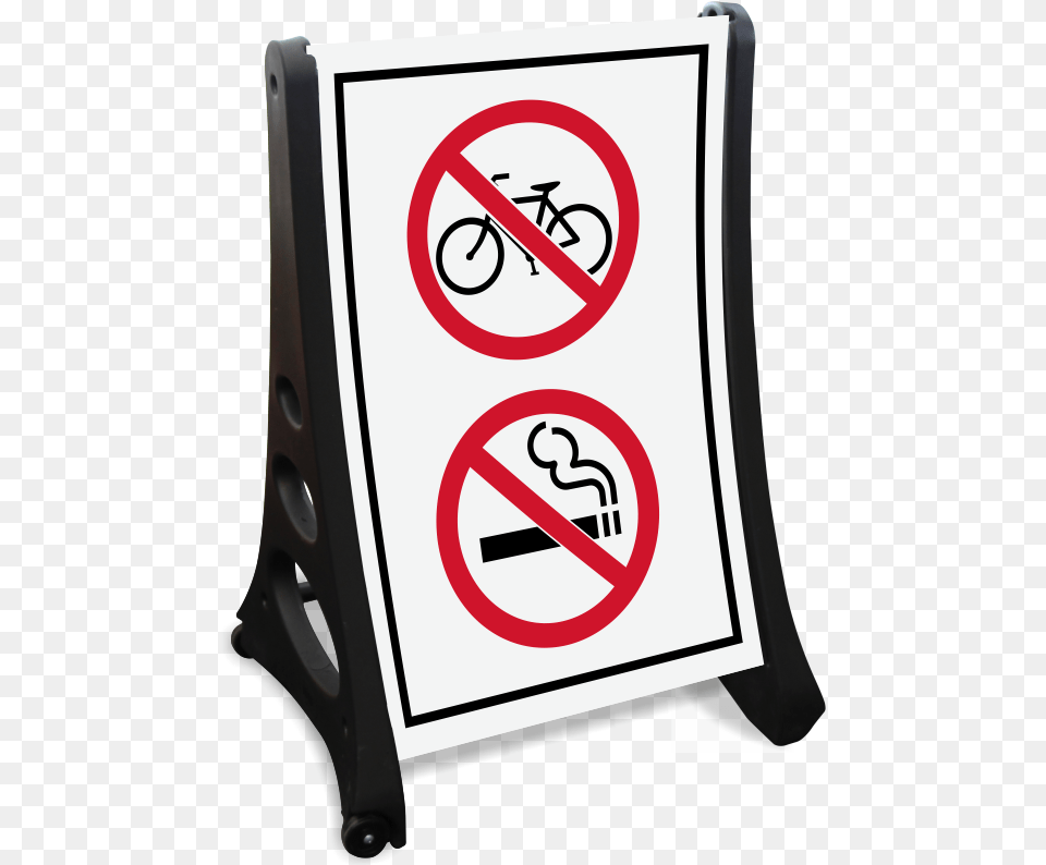 No Bicycle And Smoking Symbol Sidewalk Sign Frame Sidewalk Sign, Text, Blackboard Png Image