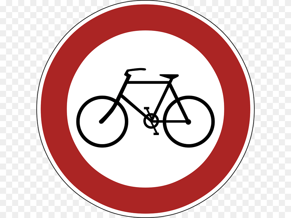 No Bicycles Road Sign, Symbol, Bicycle, Transportation, Vehicle Free Transparent Png