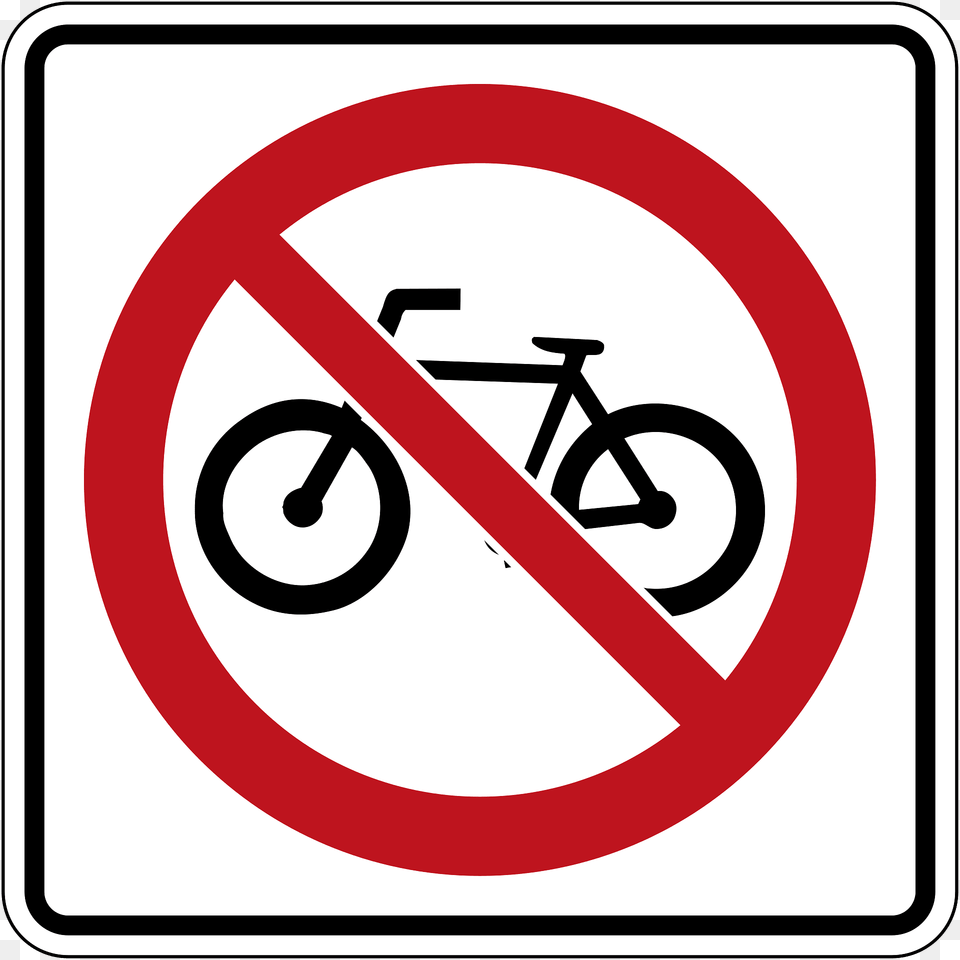 No Bicycles Sign In Canada Clipart, Symbol, Road Sign, Machine, Wheel Free Png