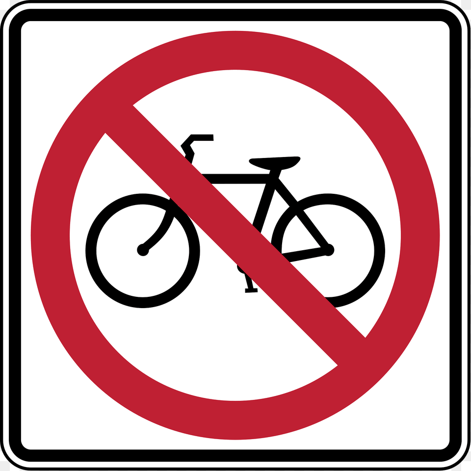 No Bicycles Sign In Canada Clipart, Symbol, Road Sign, Machine, Wheel Free Png