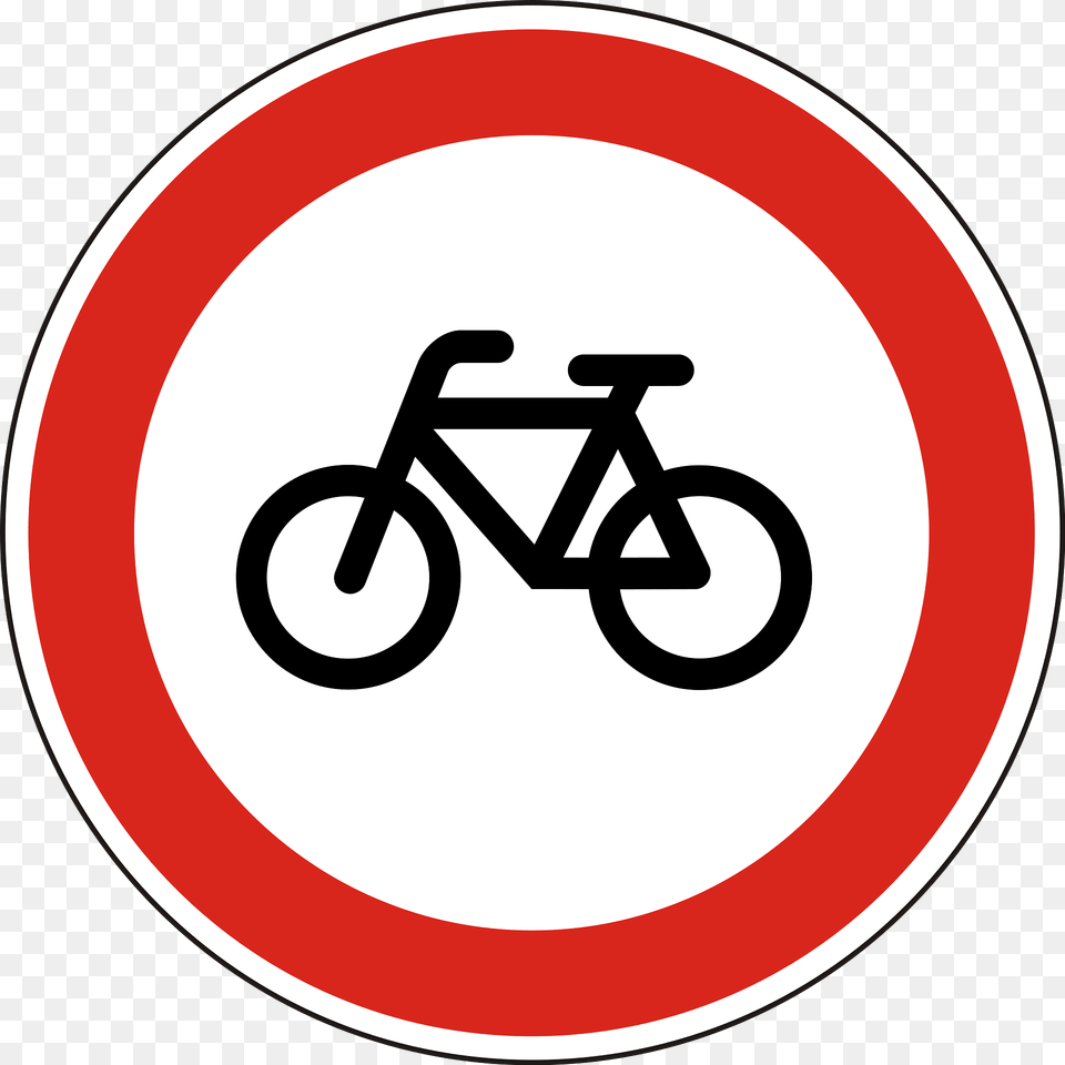 No Bicycles Sign In Hungary Clipart, Symbol, Road Sign, Bicycle, Transportation Free Png Download