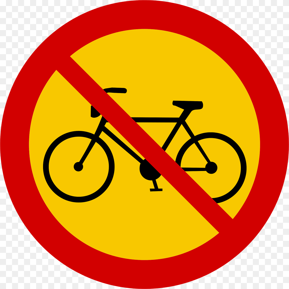 No Bicycles Sign In Iceland Clipart, Symbol, Bicycle, Transportation, Vehicle Free Png Download