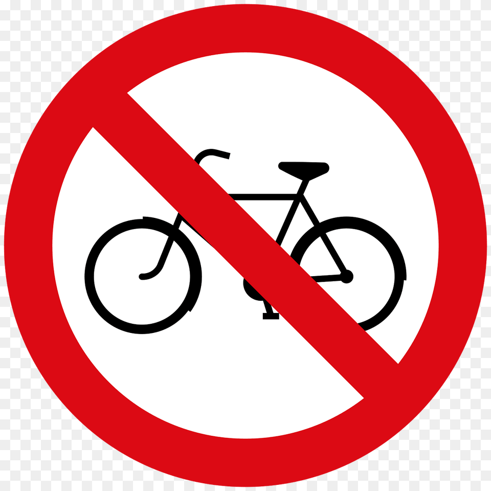 No Bicycles Sign In Liberia Clipart, Symbol, Road Sign, Machine, Wheel Free Png