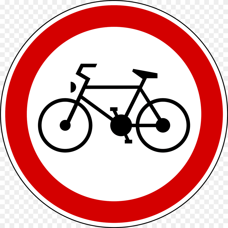 No Bicycles Sign In Slovenia Clipart, Bicycle, Transportation, Vehicle, Symbol Png Image