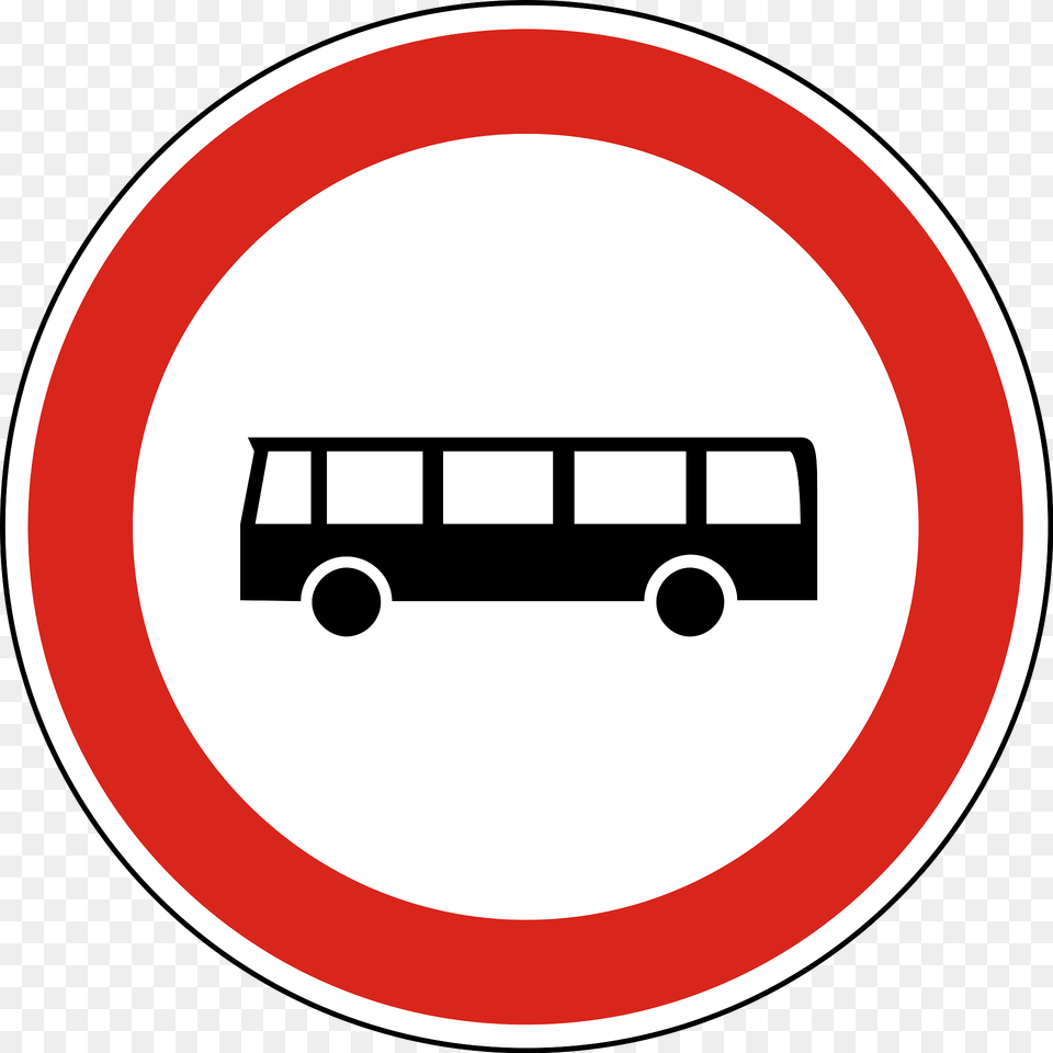 No Buses Sign In Hungary Clipart, Symbol, Road Sign, Disk Png Image