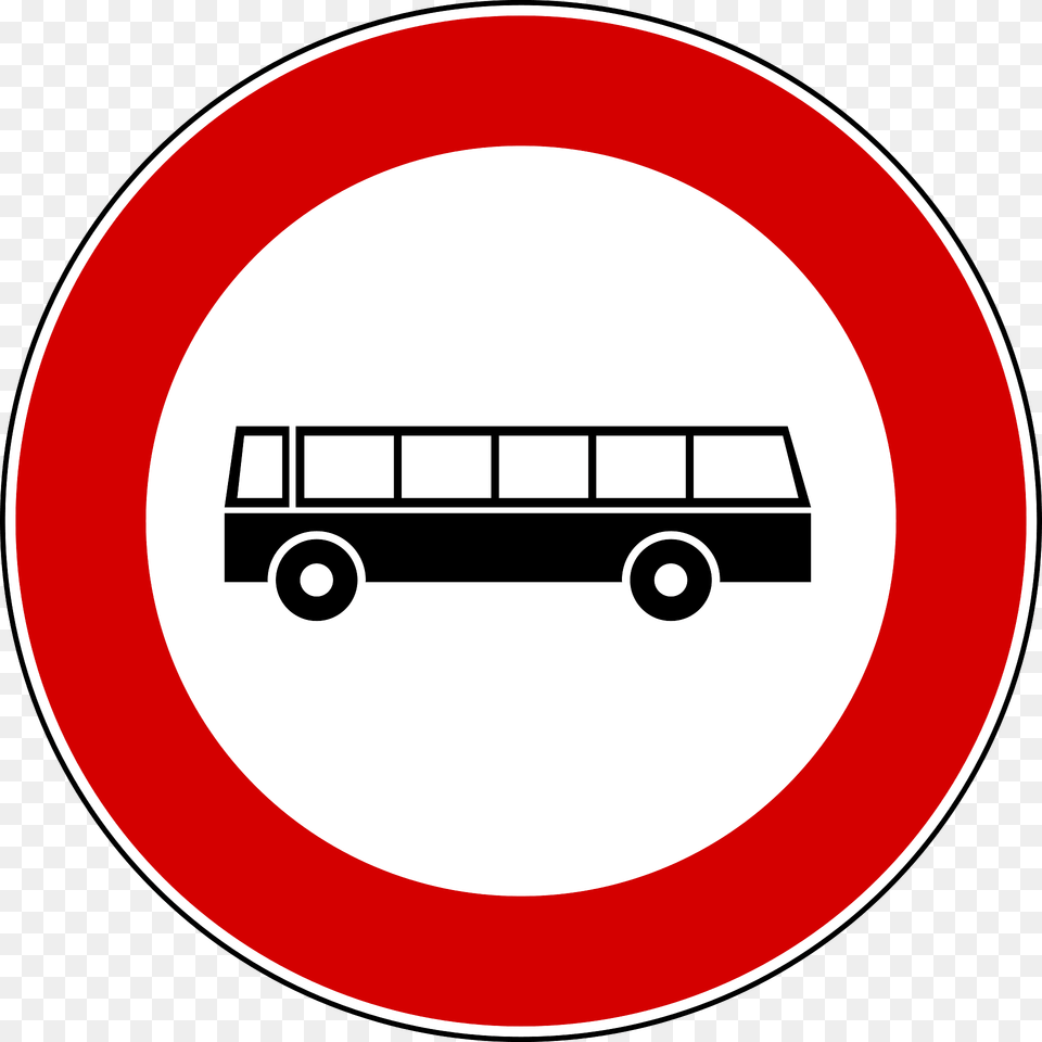 No Buses Sign In Italy Clipart, Symbol, Road Sign, Disk Free Transparent Png