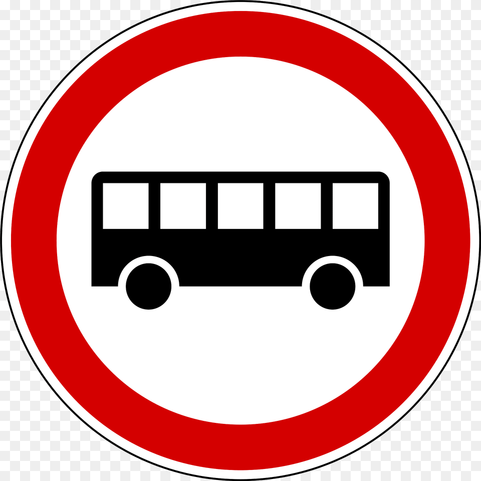 No Buses Sign In Slovenia Clipart, Symbol, Road Sign, Disk Free Transparent Png