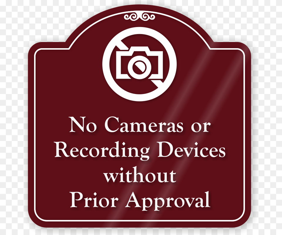 No Cameras Or Recording Devices Showcase Sign Woodford Reserve, Food, Ketchup, Tomb, Gravestone Free Png