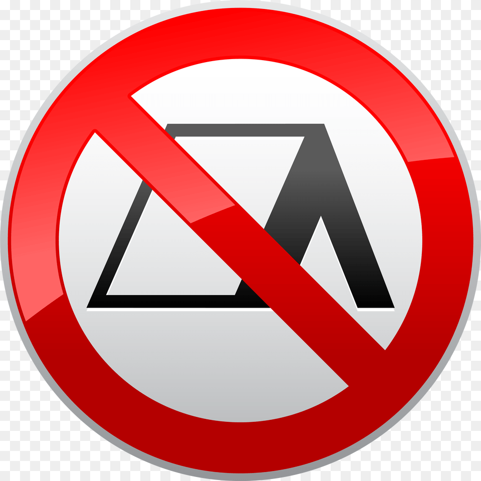 No Camping Prohibition Sign Clipart Laptop Ban, Symbol, Road Sign Free Transparent Png