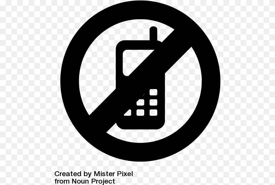 No Cellphone Sign Black And White, Gray Png Image