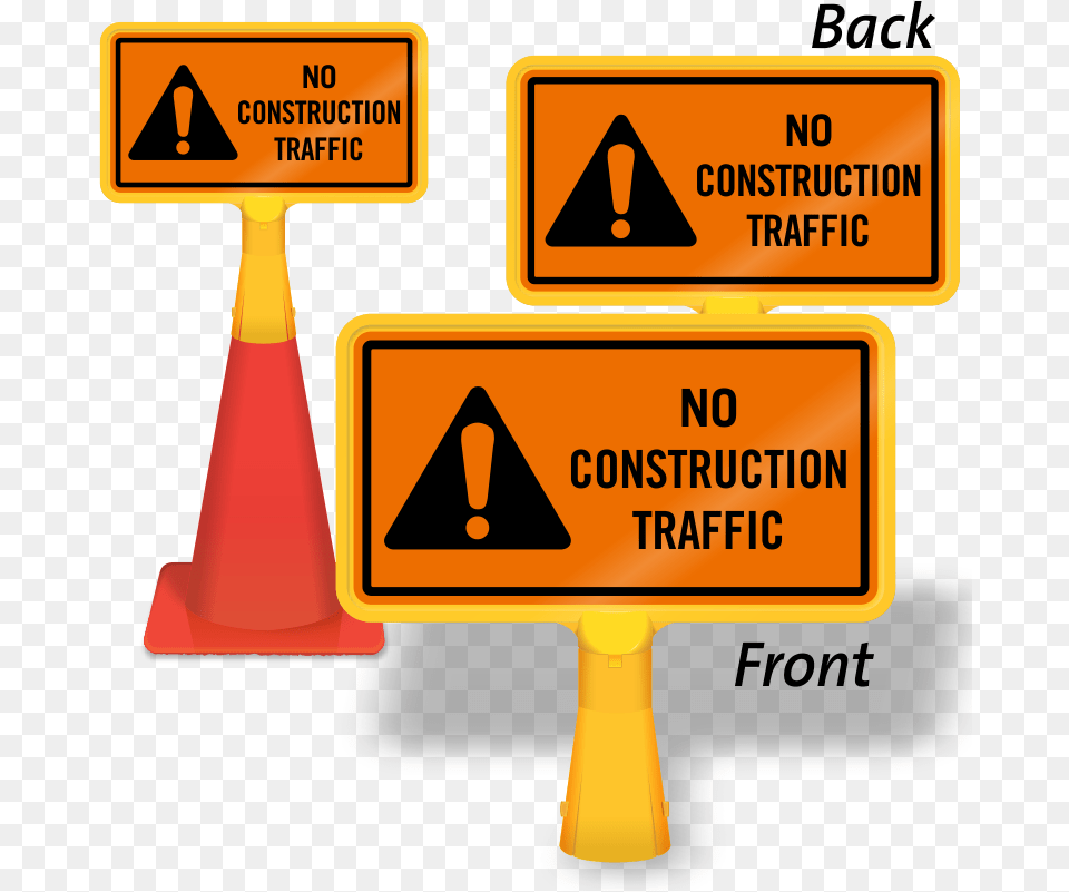 No Construction Traffic Coneboss Sign Smartsign By Lyle S2 1108 Al 14 Caution Low Clearance, Symbol, Road Sign Png