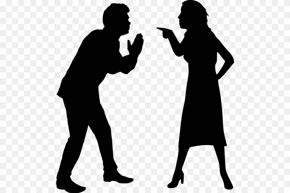 No Fault Divorce A Different Story In The Silhouettes Of People Arguing, Gray Free Transparent Png