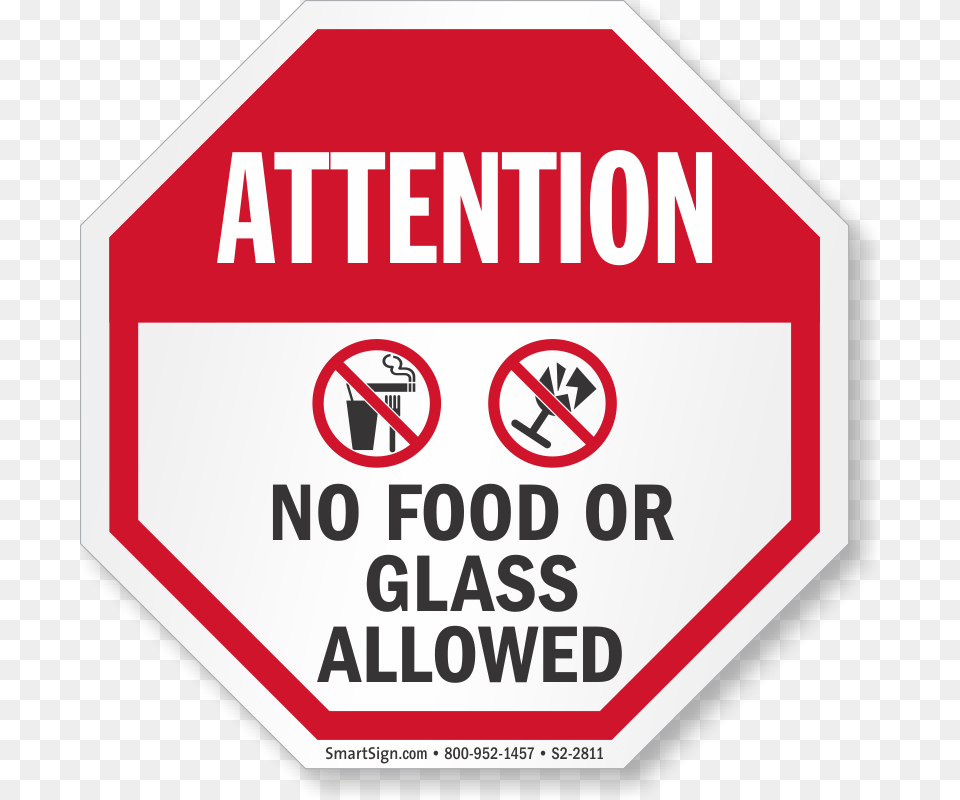 No Food Or Glass Allowed Stop Personal Protective Equipment, Road Sign, Sign, Symbol, Stopsign Free Transparent Png