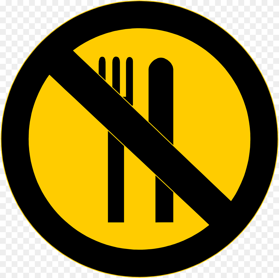 No Food Sign Clip Art Clipart, Symbol, Cutlery, Fork, Road Sign Png