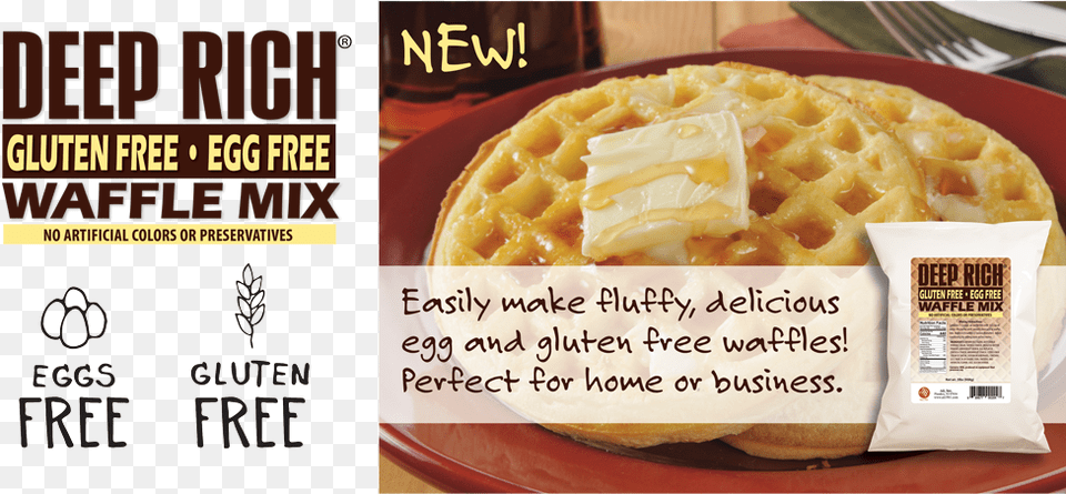 No Gluten No Eggs No Artificial Colors Or Preservatives Belgian Waffle, Food, Cutlery, Fork, Plate Free Transparent Png