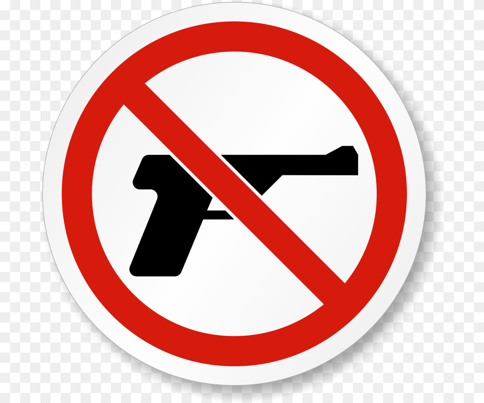 No Guns Permitted Iso Prohibition Safety Symbol Label No Gun Symbol, Sign, Road Sign Png Image