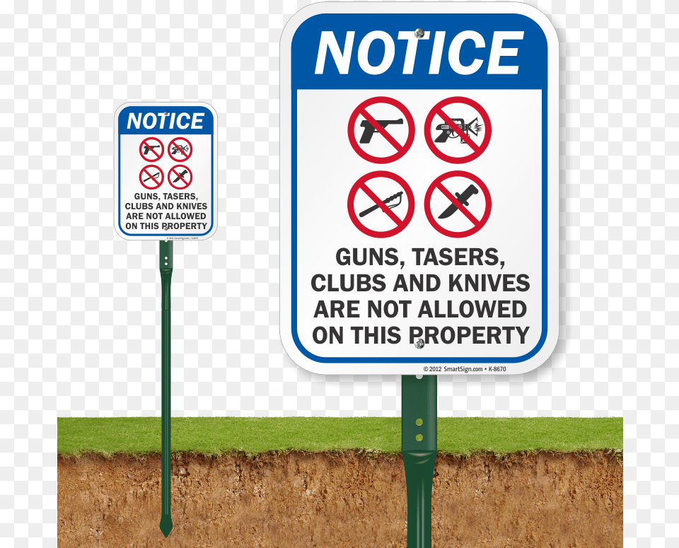 No Guns Tazers Clubs Amp Knives Sign Keep Dog Off Grass Signs, Bus Stop, Outdoors, Symbol, Road Sign Png Image