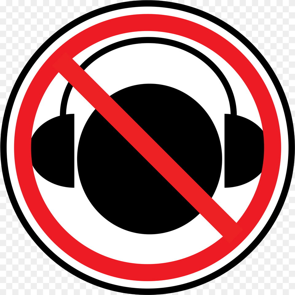 No Headphones While Working, Sign, Symbol, Road Sign, Electronics Png Image