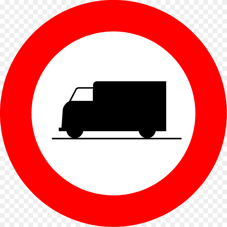 No Heavy Goods Vehicles Sign In Belgium Clipart, Symbol, Road Sign, Machine, Wheel Png