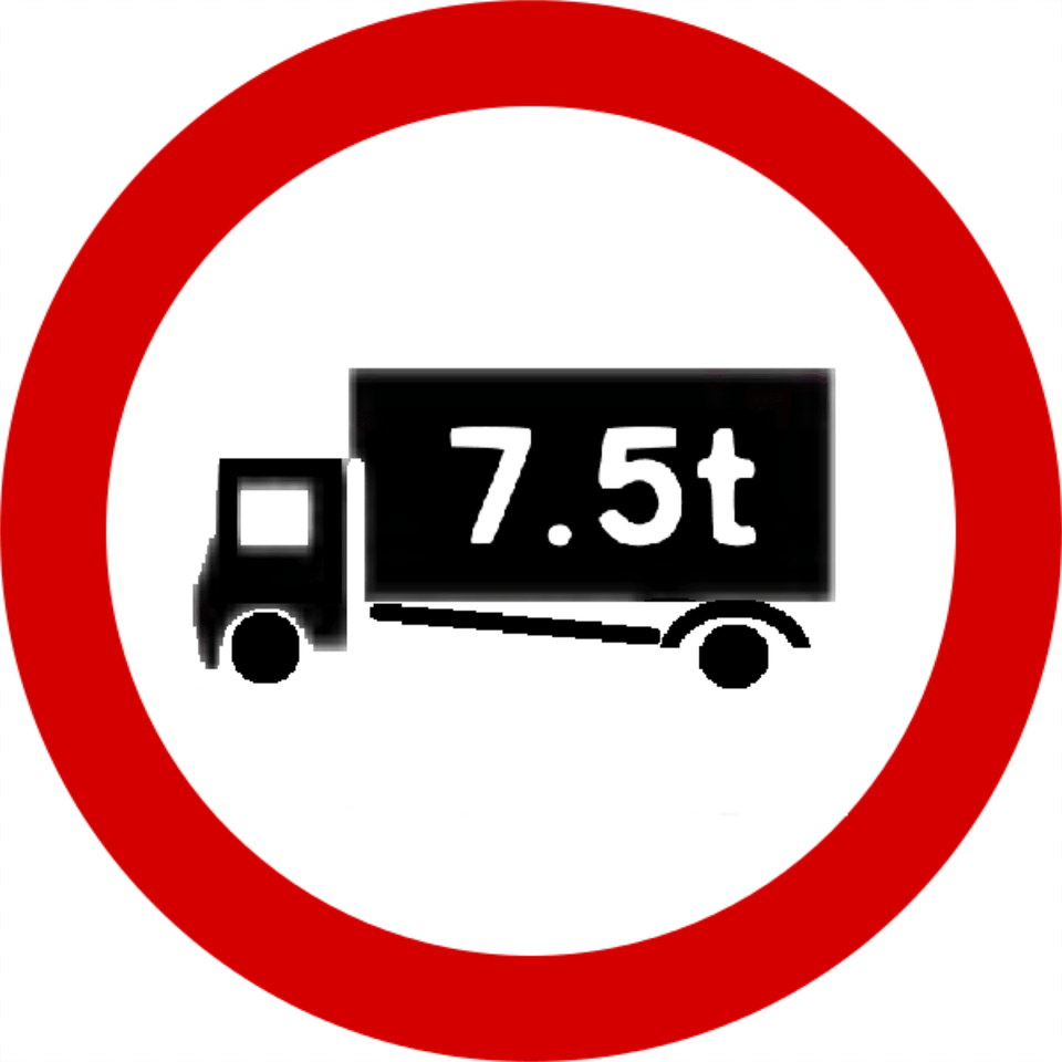 No Heavy Goods Vehicles Sign In Ireland Clipart, Symbol, Road Sign, Disk Png Image