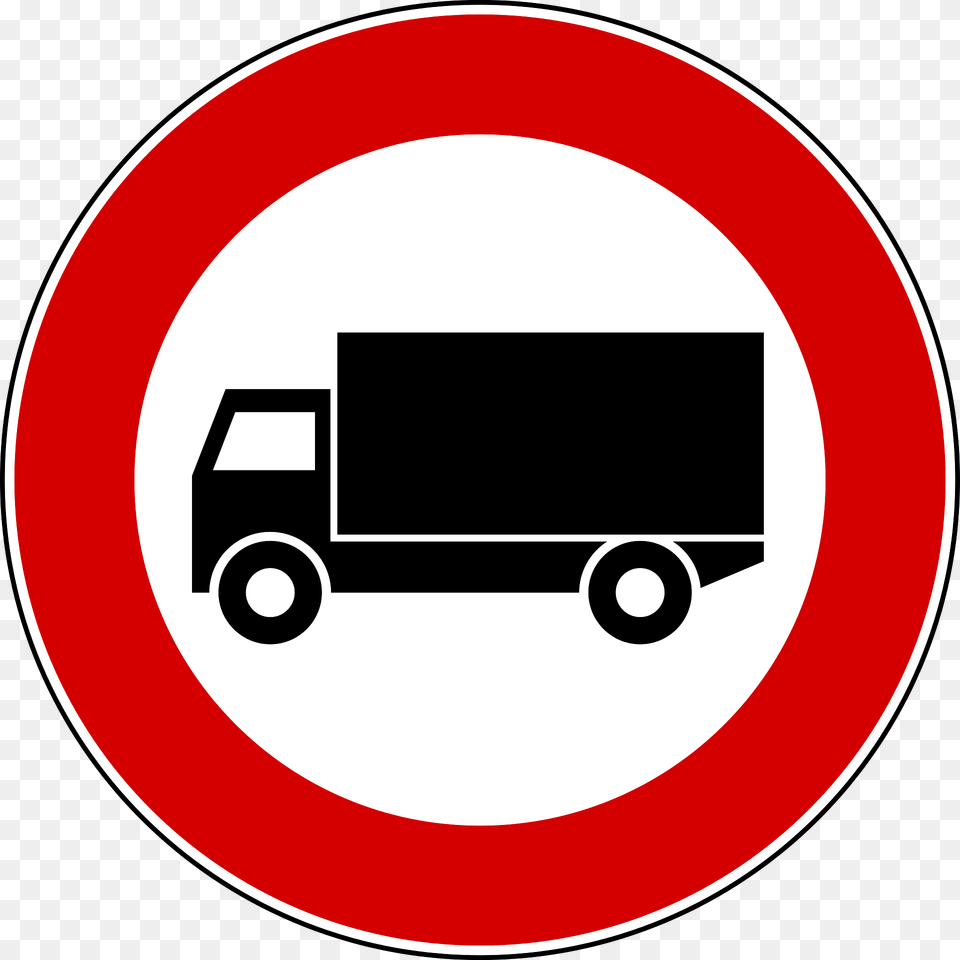 No Heavy Goods Vehicles Sign In Italy Clipart, Symbol, Road Sign, Disk Free Png