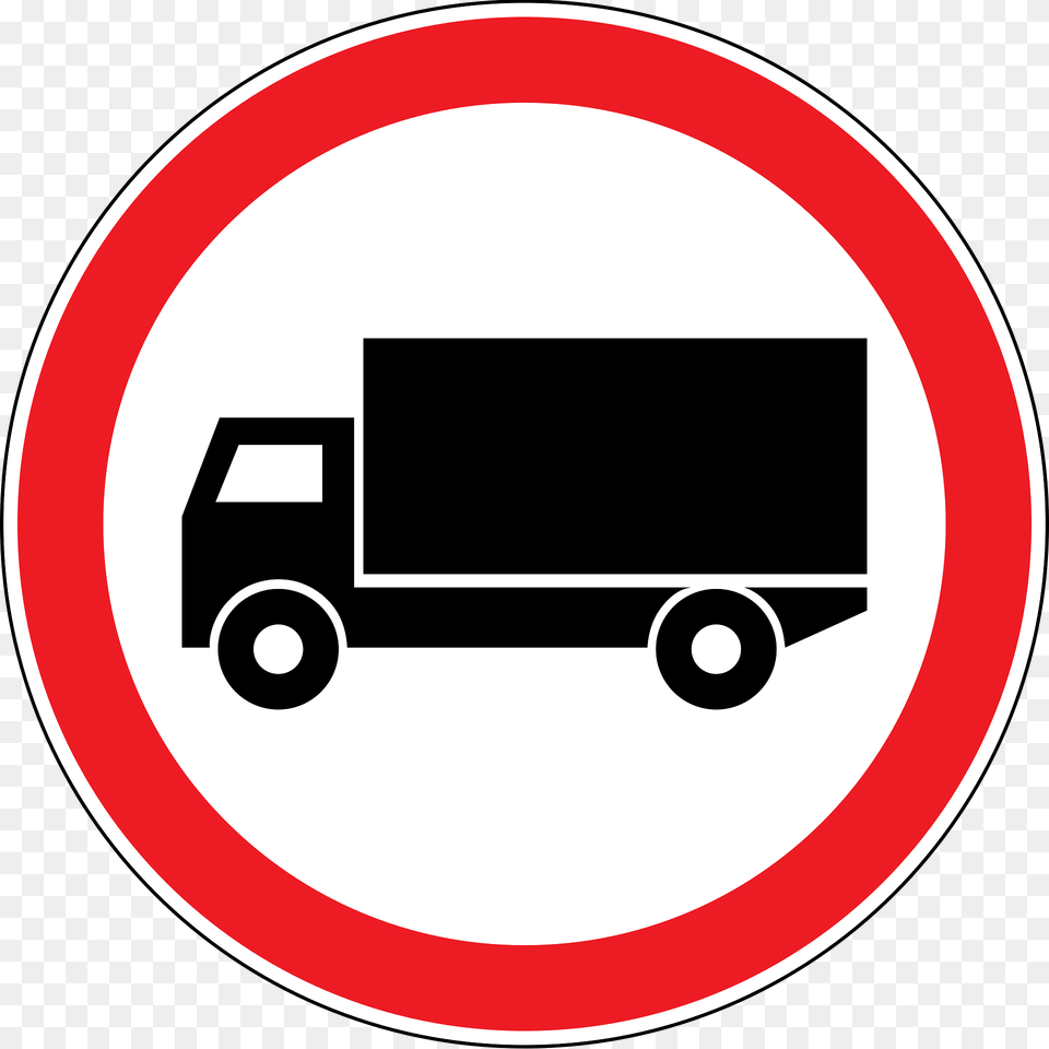 No Heavy Goods Vehicles Sign In Moldova Clipart, Symbol, Road Sign, Disk Png Image