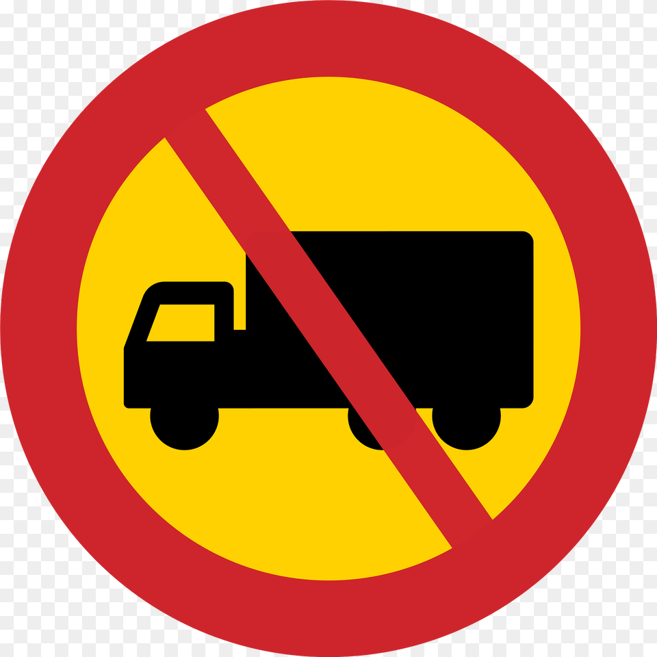 No Heavy Goods Vehicles Sign In Sweden Clipart, Symbol, Road Sign Png Image