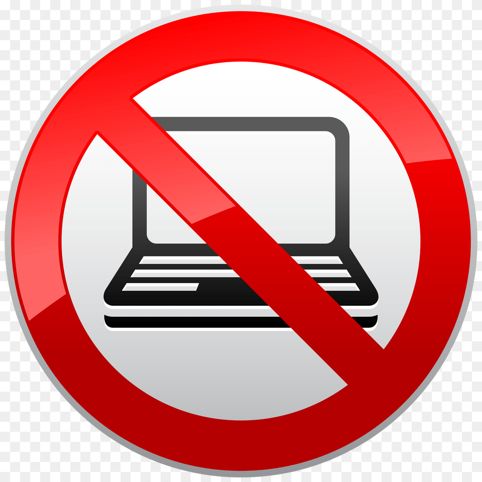 No Laptop Prohibition Sign Clipart, Computer, Electronics, Pc, Symbol Png Image