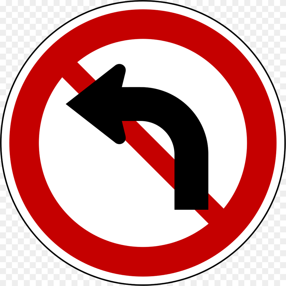 No Left Turn Road Sign, Symbol, Road Sign Free Png