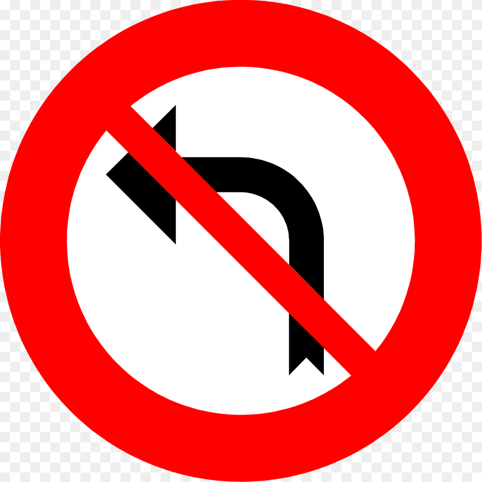 No Left Turn Sign In Belgium Clipart, Symbol, Road Sign Free Png