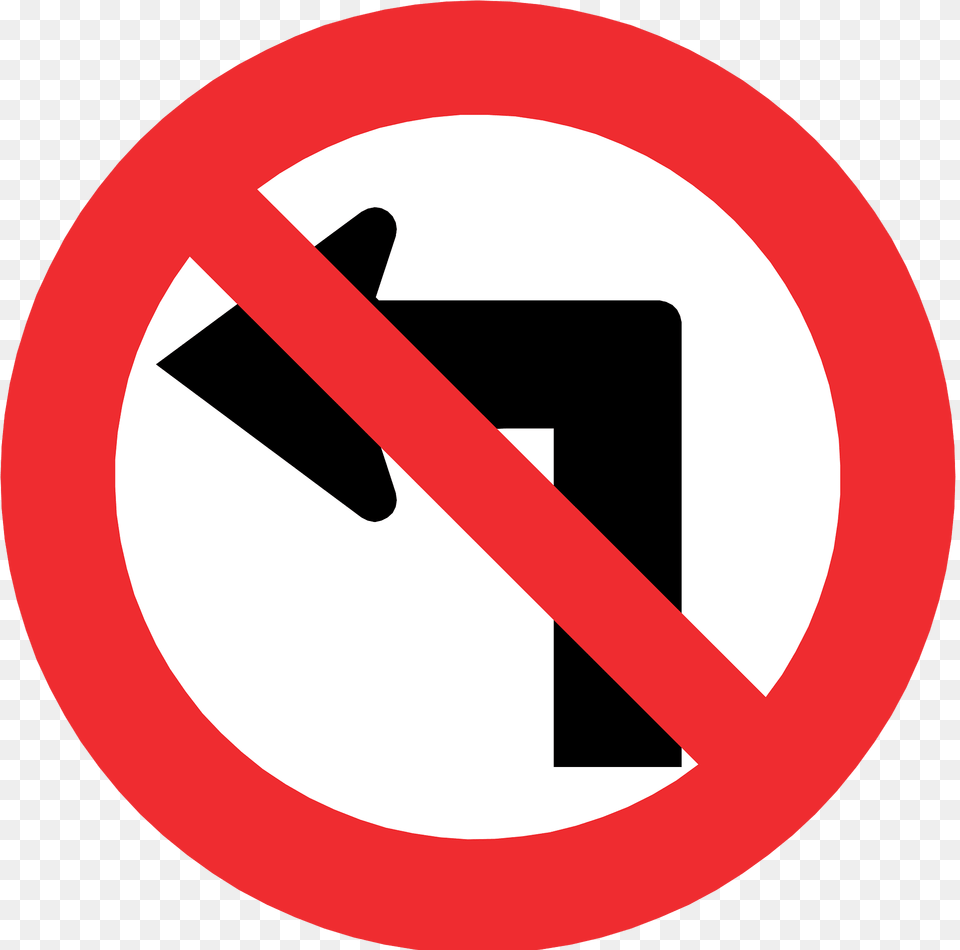 No Left Turn Sign In Chile Clipart, Symbol, Road Sign Free Transparent Png