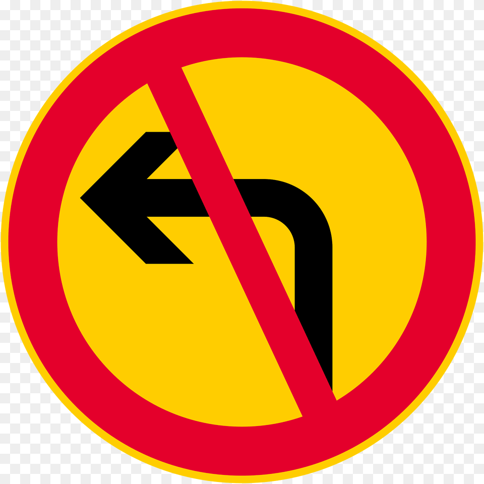 No Left Turn Sign In Finland Clipart, Symbol, Road Sign Free Png Download