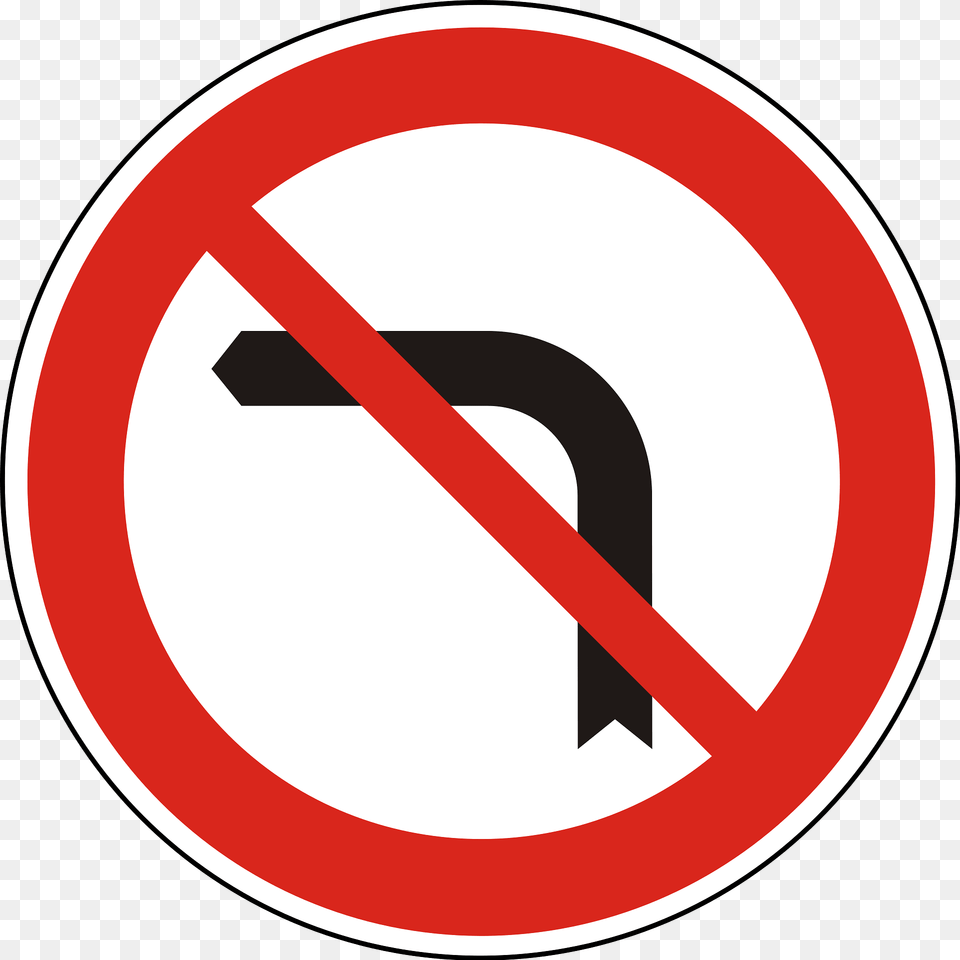 No Left Turn Sign In Hungary Clipart, Symbol, Road Sign Png Image