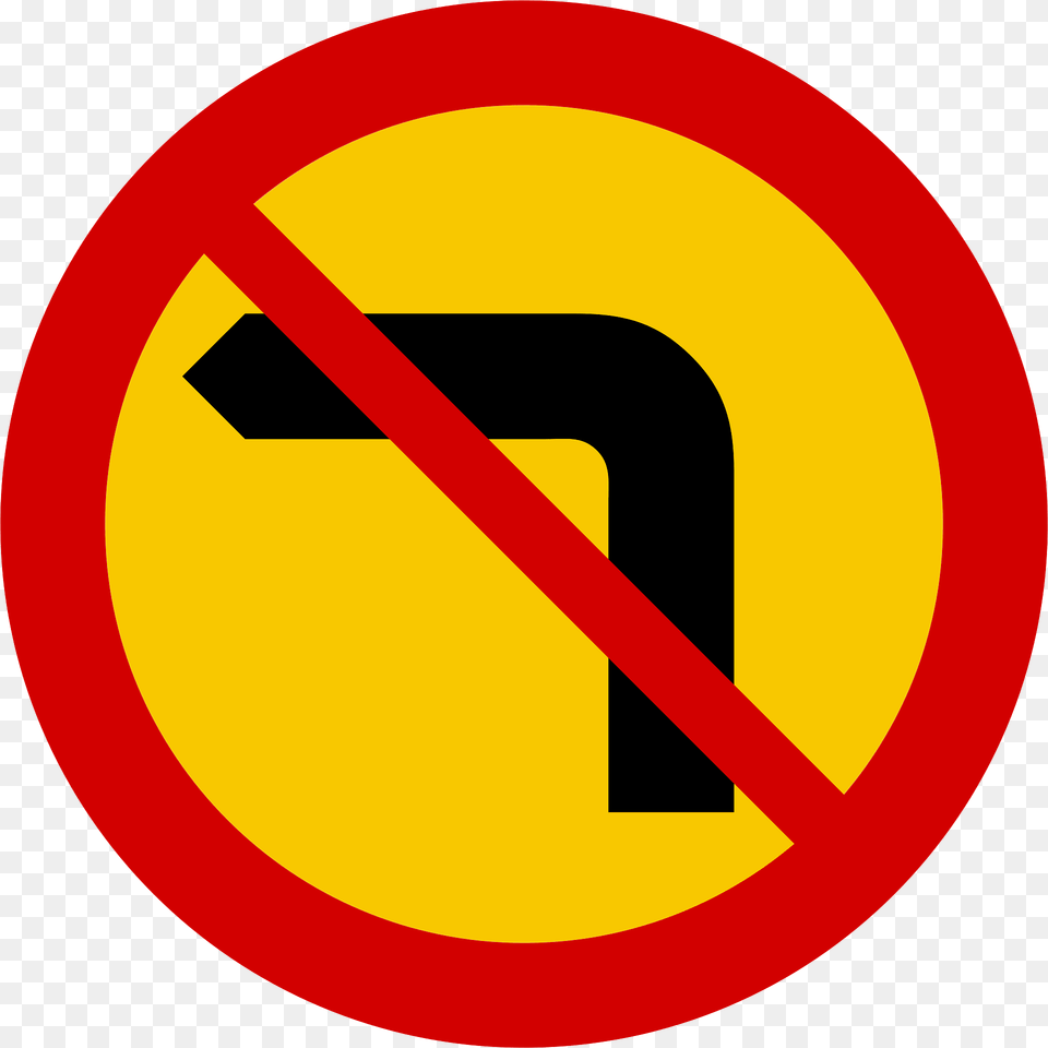 No Left Turn Sign In Iceland Clipart, Symbol, Road Sign Free Png Download